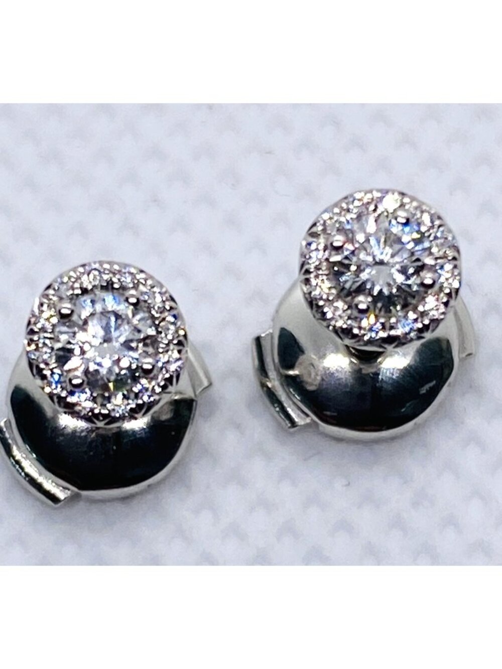Tiffany & Co Platinum Soleste Round Diamond Halo Stud Earrings 5.5mm